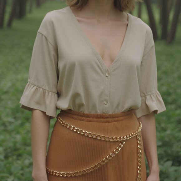 Women Gold Metal Chain Link Fashion Streetwear Belt Side Strand Plus Size XL XXL main image 14